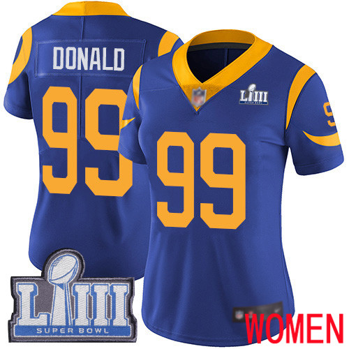 Los Angeles Rams Limited Royal Blue Women Aaron Donald Alternate Jersey NFL Football #99 Super Bowl LIII Bound Vapor Untouchable->women nfl jersey->Women Jersey